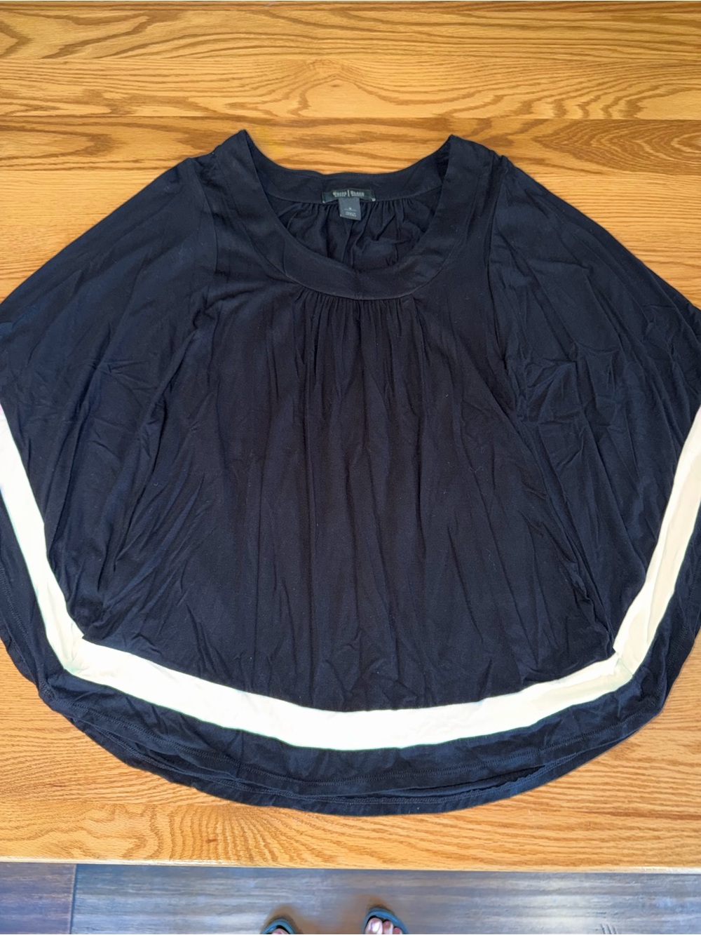 White House Black Market Black and White Scoop Neck Top